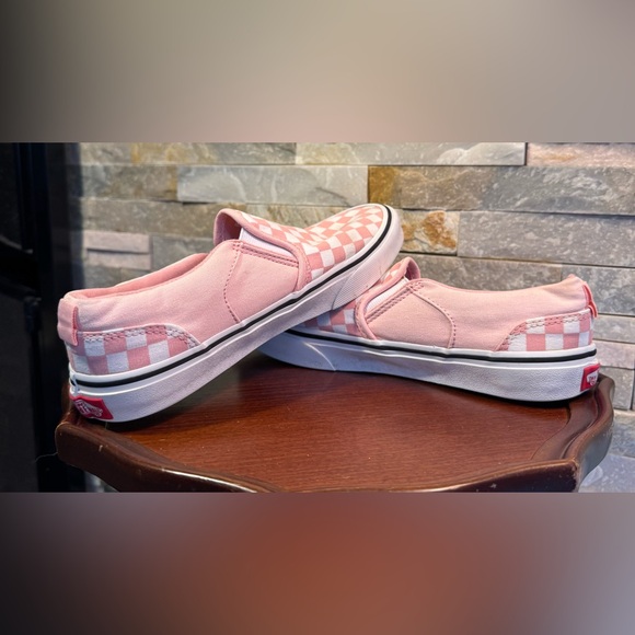 Vans Sz 5 Asher slip-on sneakers in a pink and white checkerboard pattern EUC - Picture 3 of 7